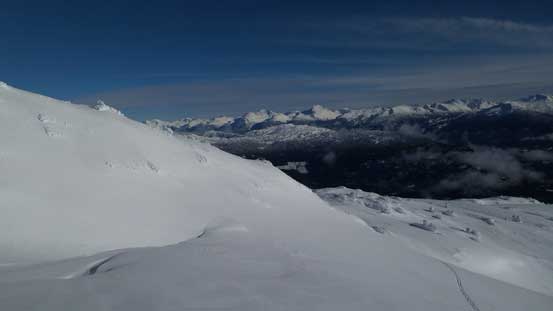 Looking back from halfway up the summit block