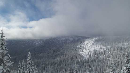 Looking back we could briefly see some hills nearby