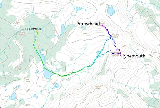 Arrowhead Mountain and Tynemouth Mountain ski ascent route