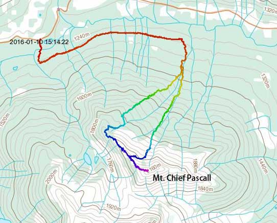 Mt. Chief Pascall ski ascent route