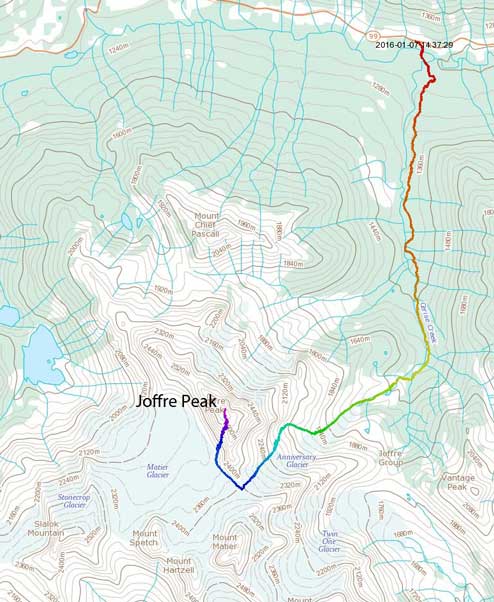 Joffre Peak ascent via Aussie Couloir