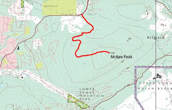 McKee Peak hiking route from the north