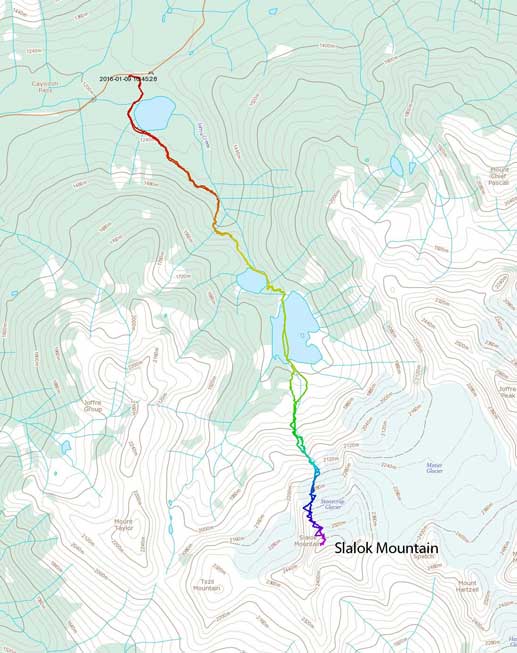 Slalok Mountain ascent route via North Face