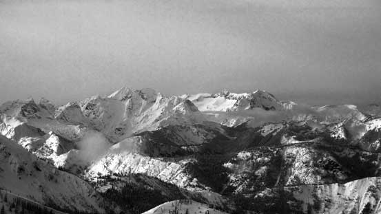 This is a group of remote peaks in North Cascades - Mt. Redoubt, Mt. Spickard, Mt. Custer