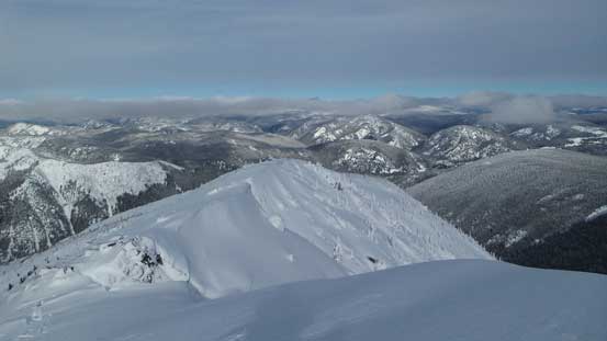 Looking back along the ridge. Here's where I donned crampons