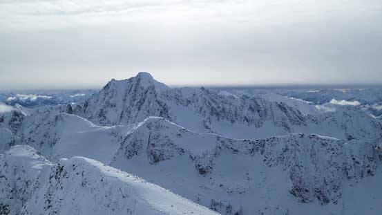 Castle Peak in Washington dominates the view looking south