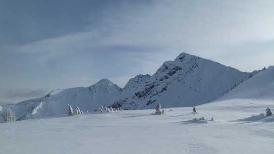 The Frosty Mountain's double-summit shot. East peak on left and west peak on right