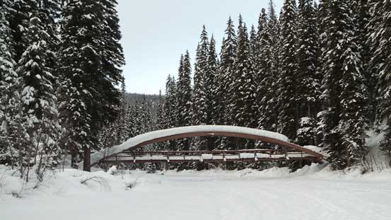 This is that bridge where the trail crosses the (narrowest section) of the lake