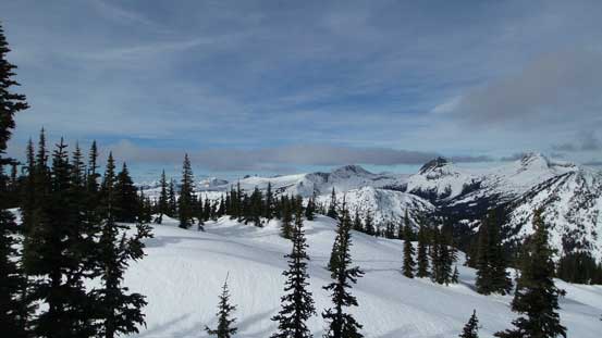 A view from the true summit. Not too much to see thank to the trees