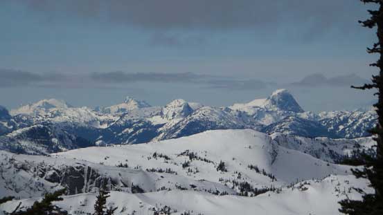 Mt. Urquhart (R) and some remote peaks north of Judge Howay