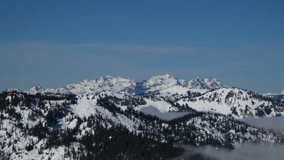 From L to R: Columbia Peak, Kyes Peak and Cadet Peak