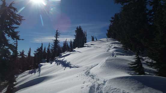 Descending from Union Peak along its north ridge