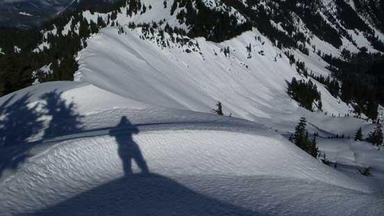 My shadow and Jove Peak's NE bowl