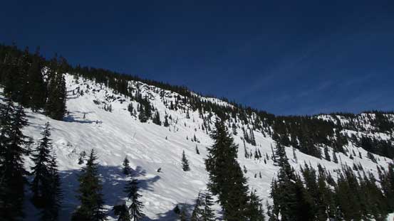 The slide path on Union Peak's south side (it threatens the approach road)