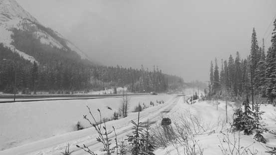 Looking back at the parking lot