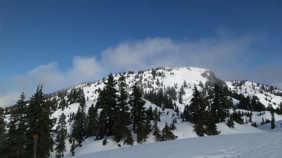 Looking ahead to the route. Pump Peak in foreground