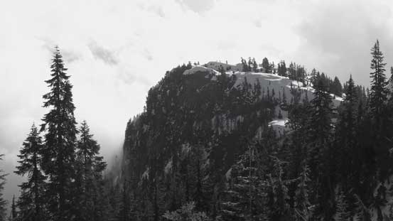 A look towards the north face of De Pencier Bluff. 