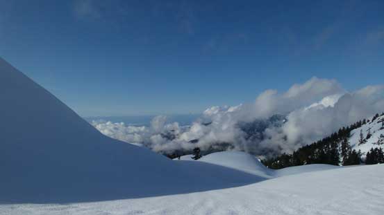 Gaining the shoulder on Pump Peak, looking over the other side