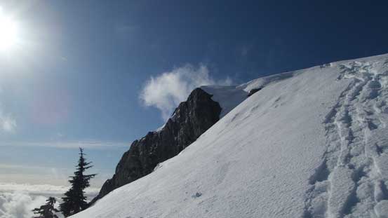 Ascending to the summit of Pump (1st) Peak