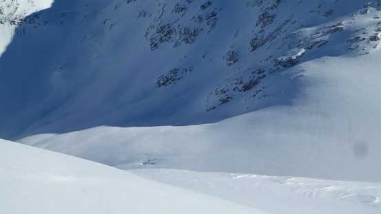 Looking down at Wedgemount Glacier where I'd exit in a few more hours