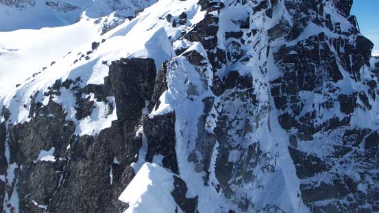 Here's the unexpected broken section of the arete.