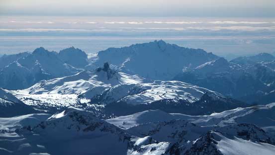The striking Black Tusk in front of the rugged Mt. Tantalus