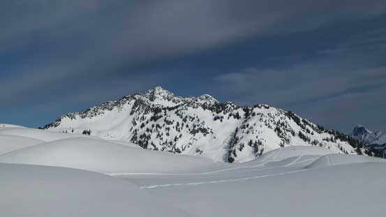 Nearing the ridge, looking back towards Mt. Herman