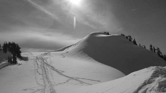 Looking back at the summit block