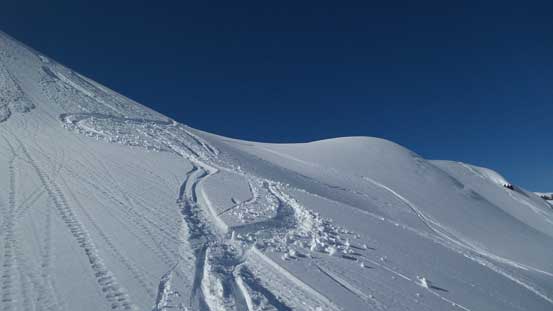 Skiing down the north slopes