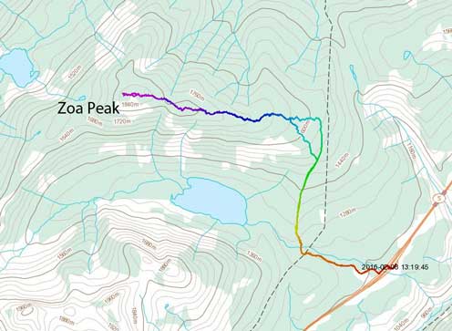 Zoa Peak standard ascent route