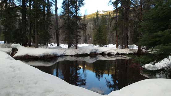 Down to the river flats. Here's an interesting pond 