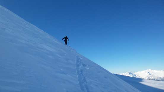 Here we ascended steeply up the headwall to gain North Pitt Glacier