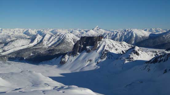 Great view towards the "unclimbable" The Table with The Black Tusk behind