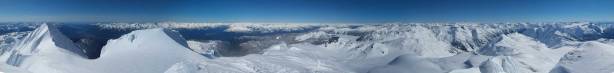 Summit Panorama from Mt. Garibaldi. Click to view large size.