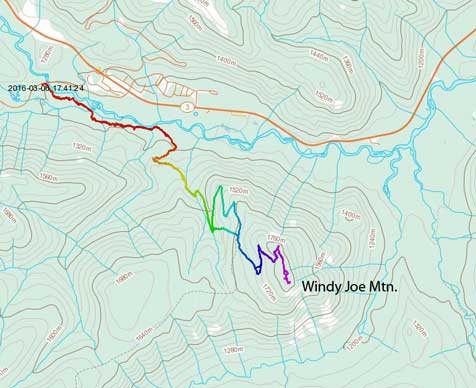 Windy Joe Mountain hiking route