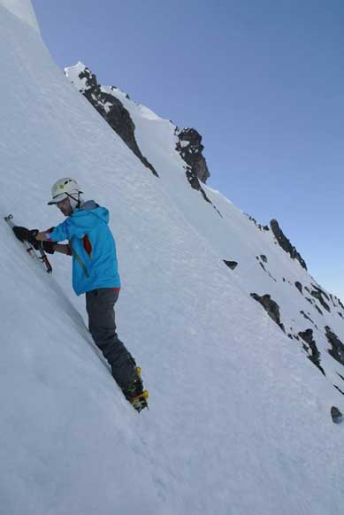 Me traversing. Note the steepness