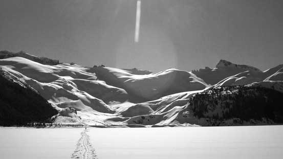 It's a long, long way across. Sphinx Glacier in the distance