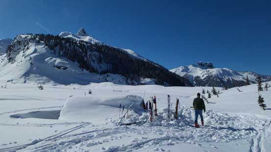 Here's Burton Hut almost buried entirely in snow...