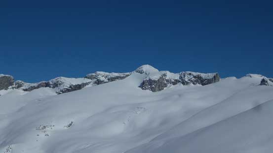 A view of Mt. Carr from the saddle where we ditched backpacks