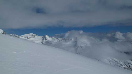 Looking across the upper slope towards Isosceles Peak