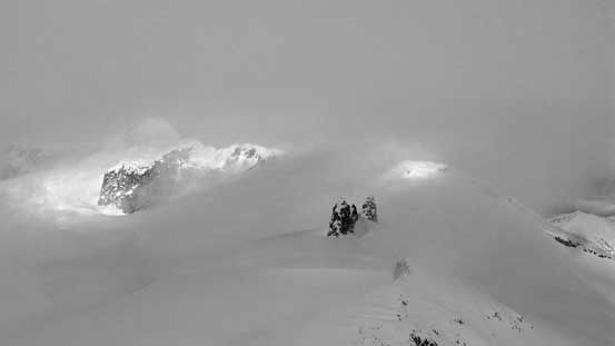 From the summit, we could see the very distinct Bookworms on Sphinx Glacier
