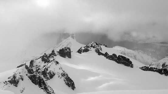 Looking back towards Deception Peak (foreground) with The Table behind