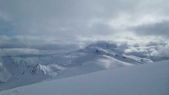 Partway down the mountain, Mt. Garibaldi finally started to show up again.