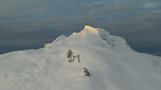 Our first view of Mt. Garibaldi showing its tip catching some sunbeam