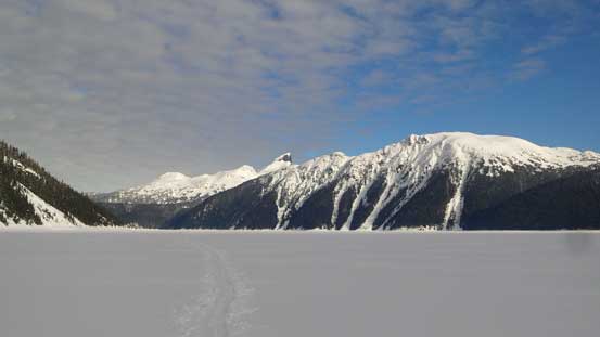 Plodding across Garibaldi Lake...