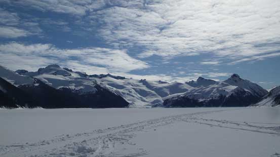 Finally finishing the lake plod. This is the classic tourist's view of Garibaldi Lake along with Sphinx Glacier