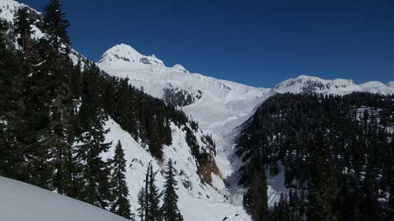 Following a set of wrong skin tracks led us to this dead end. The Ring Creek was deep... 