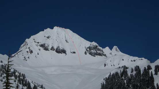 Cool spot to study our route though. The SE Face of Atwell Peak properly displaced 
