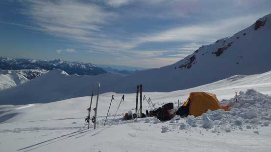 Our campsite high on Diamond Glacier