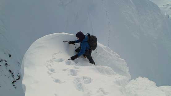 Alex climbing out of the channel